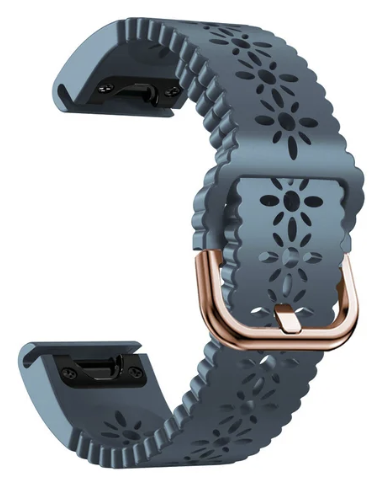 Silikonreim m/ Rose Gold spenne til Fenix 5s, 6s Pro, 7s Pro, Delta S, Instinct 2s