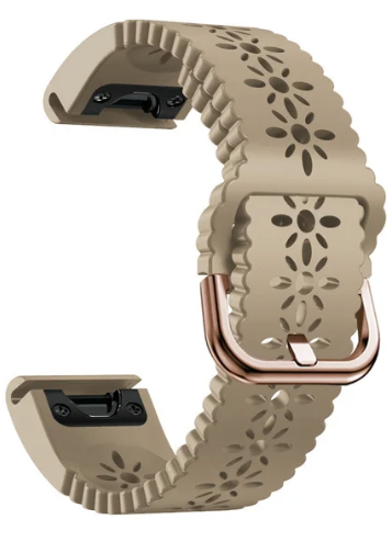 Silikonreim m/ Rose Gold spenne til Fenix 5s, 6s Pro, 7s Pro, Delta S, Instinct 2s