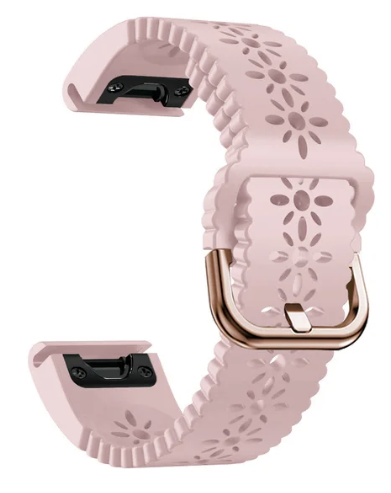 Silikonreim m/ Rose Gold spenne til Fenix 5s, 6s Pro, 7s Pro, Delta S, Instinct 2s