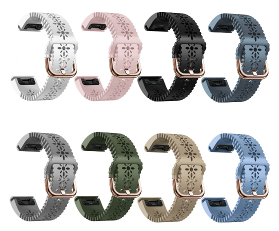 Silikonreim m/ Rose Gold spenne til Fenix 5s, 6s Pro, 7s Pro, Delta S, Instinct 2s