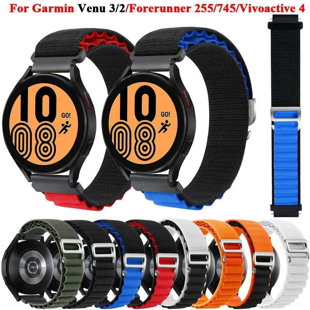Stilige nylonreimer til Venu 3/2, Vivoactive, Forerunner 265, 255 m.fl.