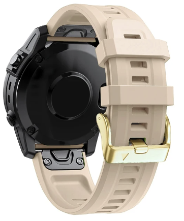 NYHET! Silikonreim m/ Gold spenne til Fenix 5s, 6s Pro, 7s Pro, Delta S, Instinct 2s