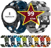 TILBUD! Silikonreim i fotballmønster til Garmin Fenix, Forerunner m.fl.