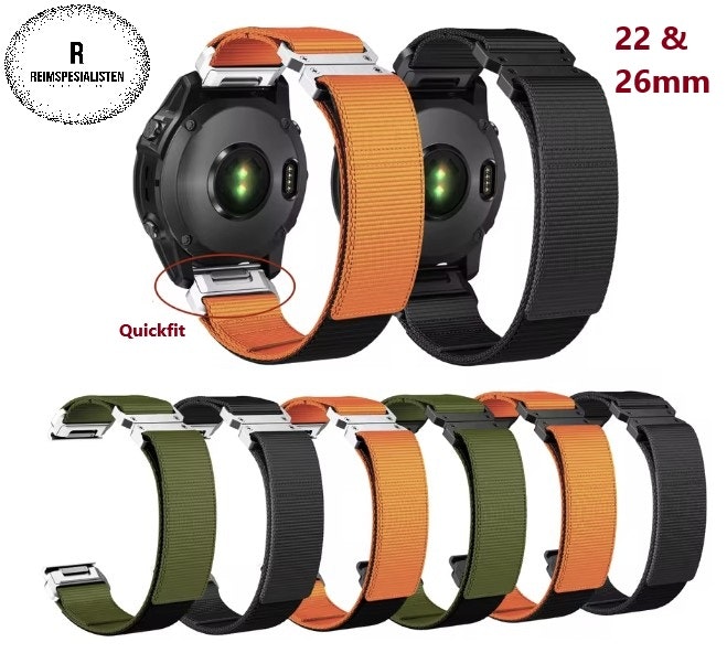 Premium nylonreimer til Garmin – pen og slitesterkt design i 22mm og 26mm!