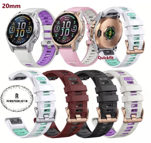 Nyhet! Rose Gold silokonreimer i 20mm til Garmin – Perfekt til din Fenix 8-43mm/7s/6s/5s Plus m.fl