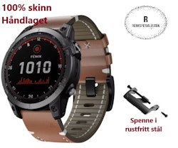 100% håndlagde skinnreim til Garmin-klokker i 22mm Quickfit
