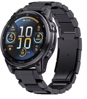 Titaniumlenke til Garmin Fenix, 3, 5/5X, 6/6X, 7/7X/7Pro, Forerunner +++