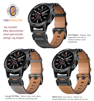 Ekte skinnreim til Garmin-klokker i 22 og 26mm Quickfit - tidløs stil