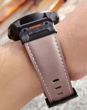 Ekte skinnreim til Garmin-klokker i 22 og 26mm Quickfit - tidløs stil