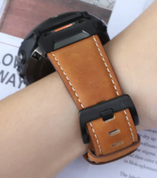 Ekte skinnreim til Garmin-klokker i 22 og 26mm Quickfit - tidløs stil