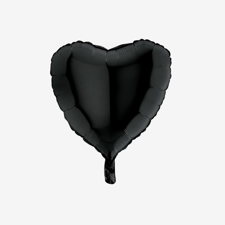 Heliumfylld Folieballong - Hjärta Svart