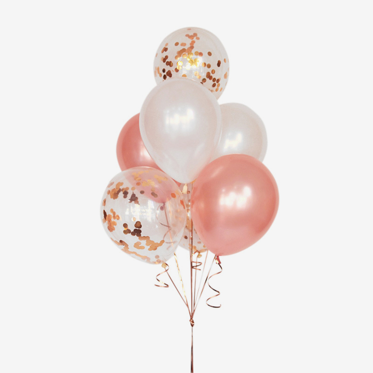Heliumfylld Ballongbukett - Rosé Konfetti