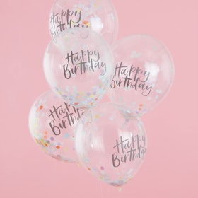 Konfettiballonger Pastell - Happy Birthday
