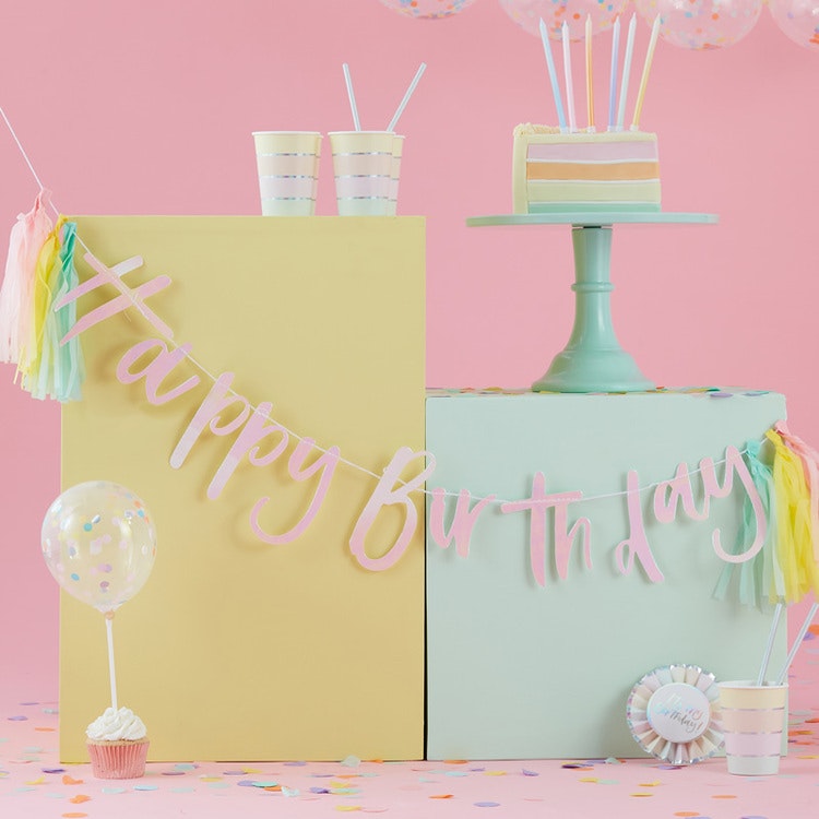 Girlang - Happy Birthday Tassels - Rosa