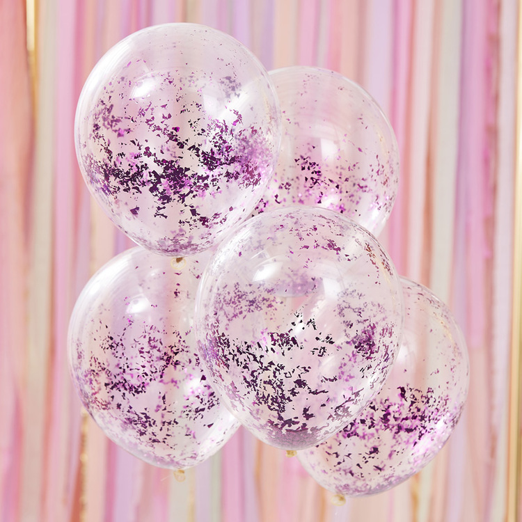 Ballonger - Strimlad konfetti - Lila