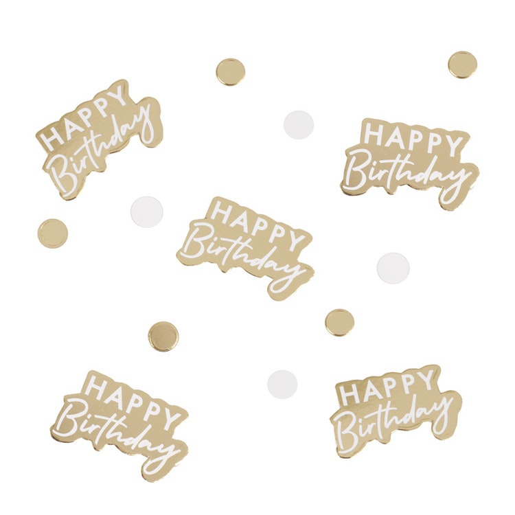 Konfetti - Happy Birthday - Guld