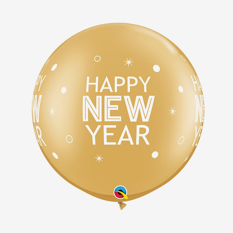 Jätteballong - Happy New Year Guld