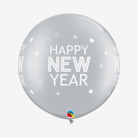 Jätteballong - Happy New Year Silver