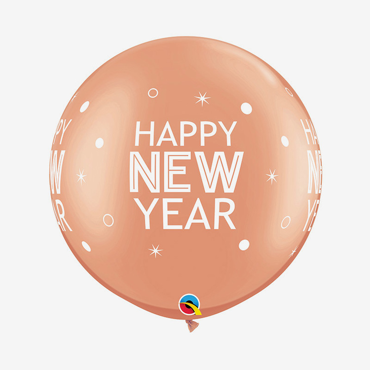 Jätteballong - Happy New Year Roséguld