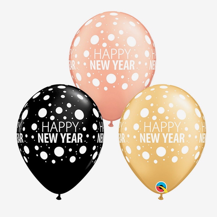 Heliumfylld ballongbukett - New Year Dots