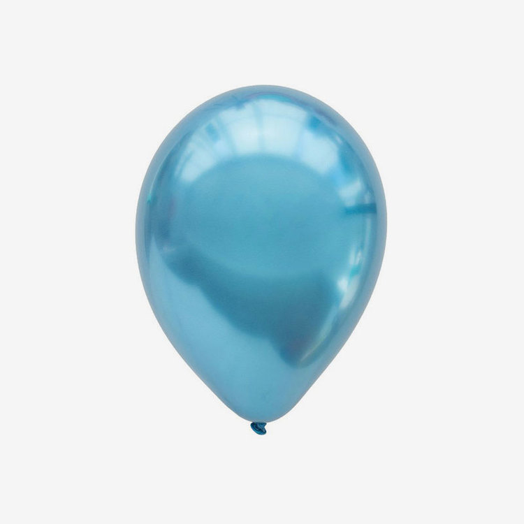 Heliumfylld latexballong 28cm - Chrome Blå