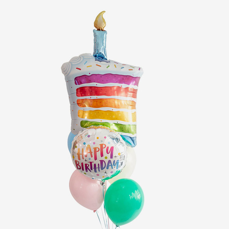 Heliumfylld Ballongbukett - Rainbow Cake