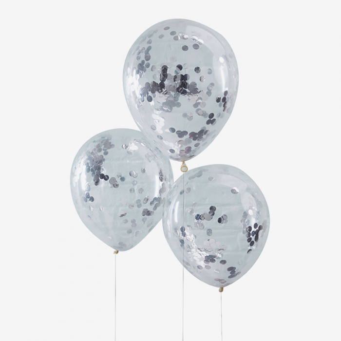 Heliumfylld Ballongbukett - Silver Konfetti Crush