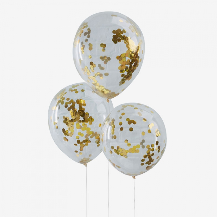 Heliumfylld Ballongbukett - Gold Konfetti Crush