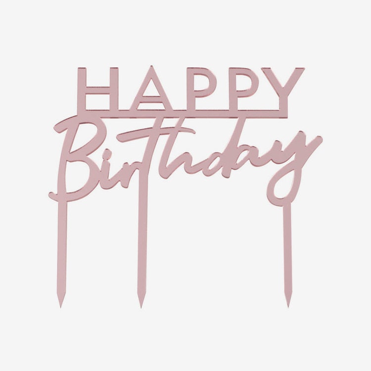 Tårtdekoration - Happy Birthday - Rosé