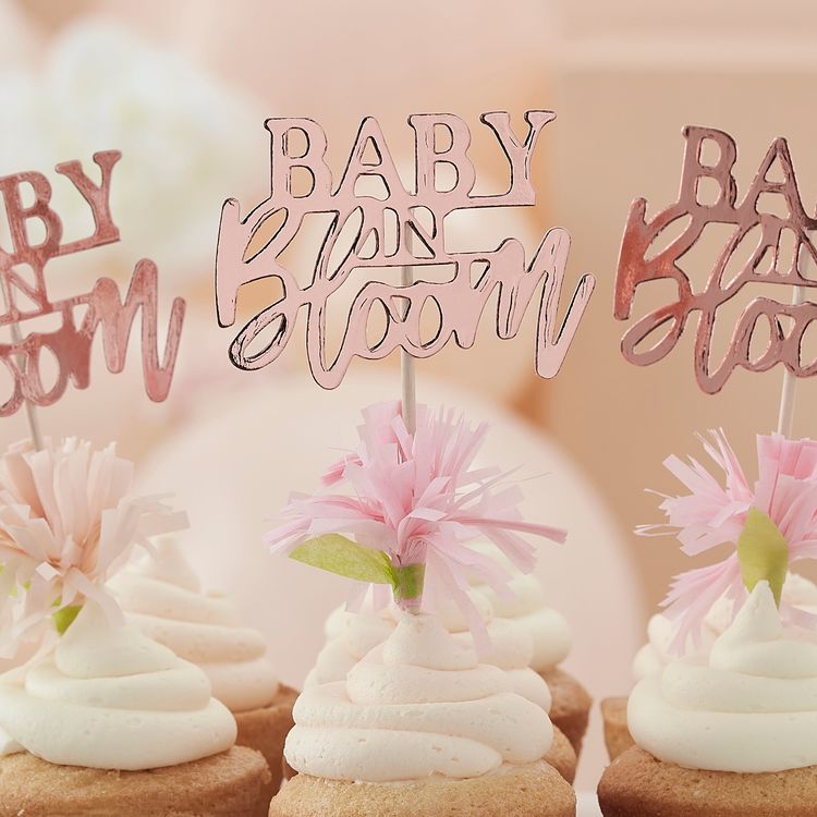 Cupcake toppers - Baby in Bloom - Rosé