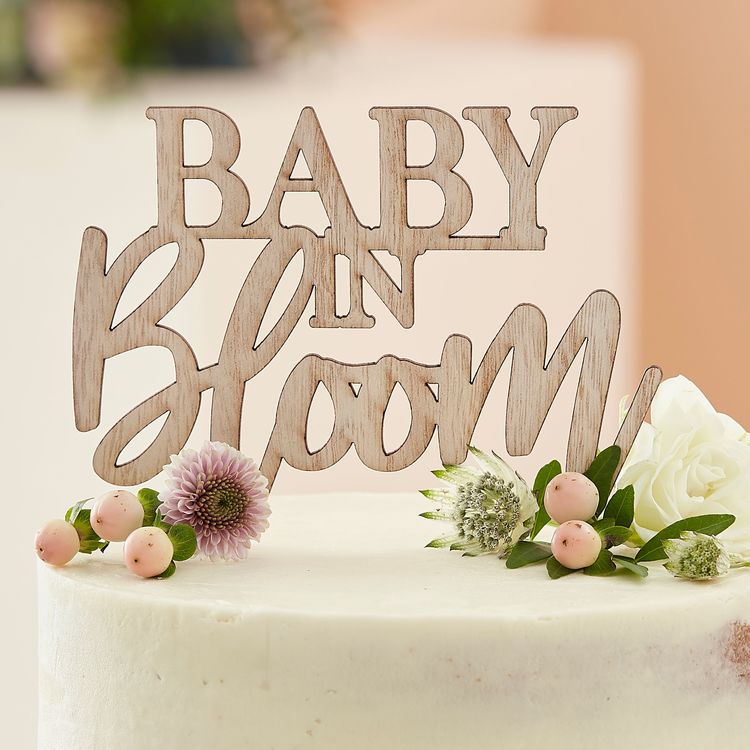 Cake topper - Baby in Bloom - Trä