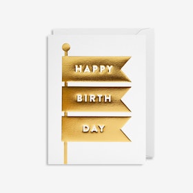 Kort - Happy Birthday - Gold Flags