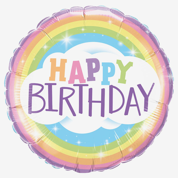 Folieballong - Happy Birthday - Rainbow