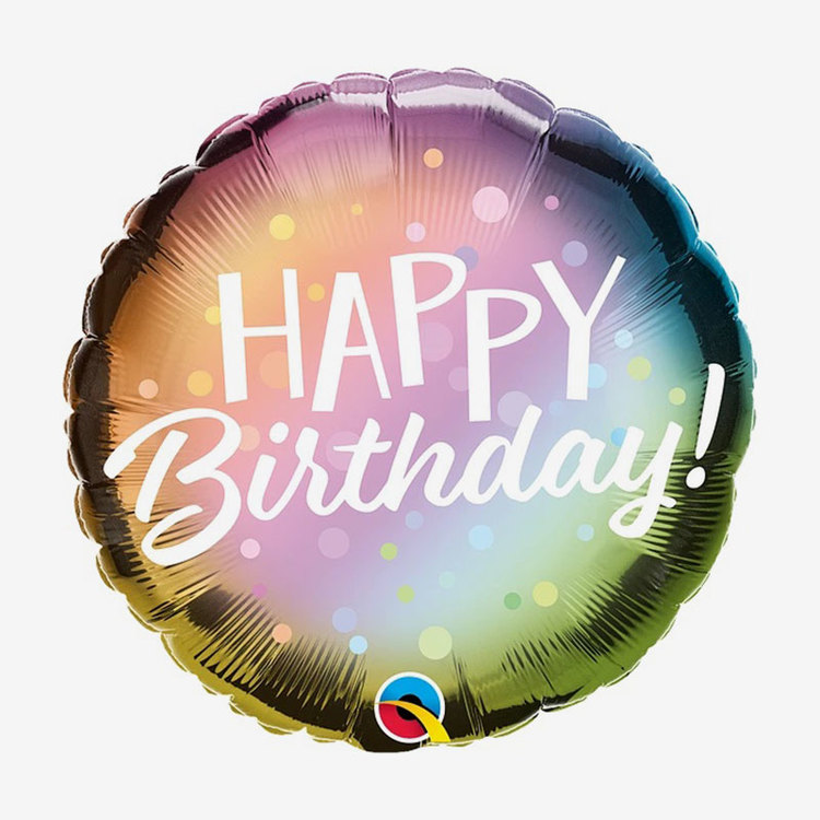 Folieballong - Happy Birthday - Ombre Dots