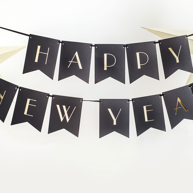 Banner - Happy New Year - Svart