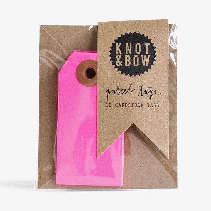 Etiketter Neonrosa - Knot & Bow