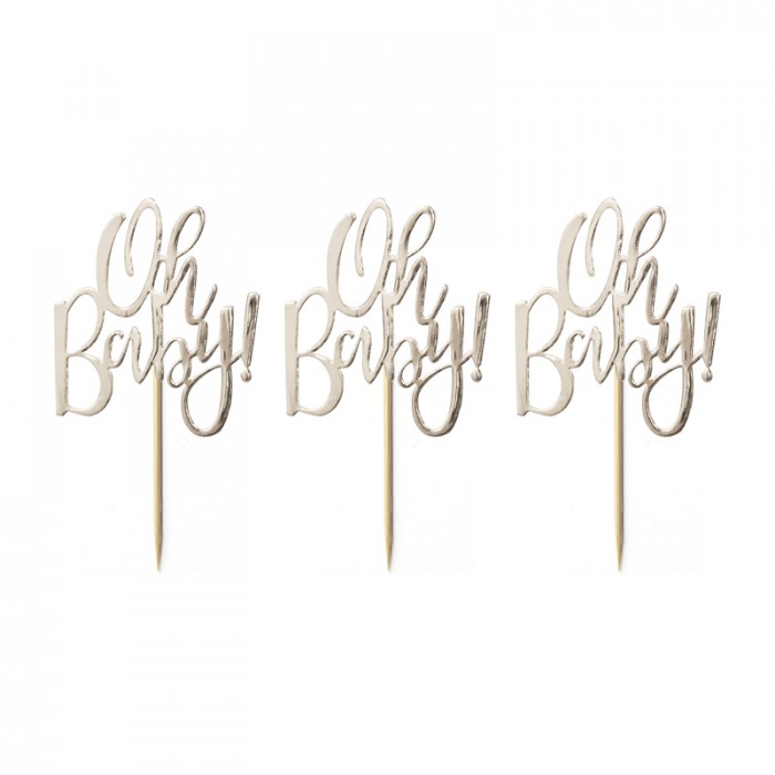 Cupcake toppers Guld Oh Baby