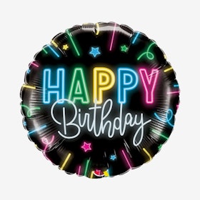 Folieballong - Happy Birthday - Neon
