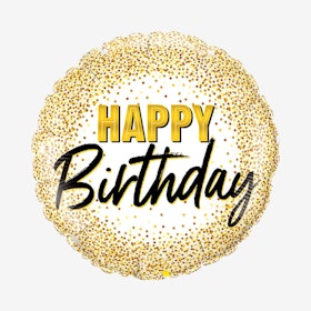 Folieballong - Happy Birthday - Gold Sparks