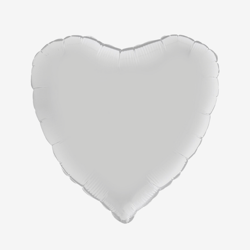 Folieballong - Hjärta vit
