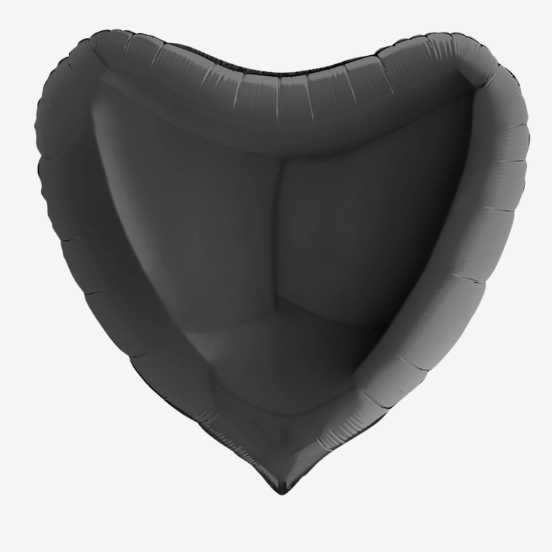 Folieballong - Hjärta Svart Stor