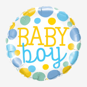 Folieballong - Baby Boy Dots