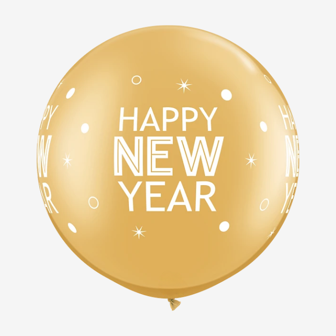 Jätteballong - Happy New Year Guld