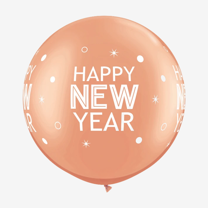 Jätteballong - Happy New Year Roséguld