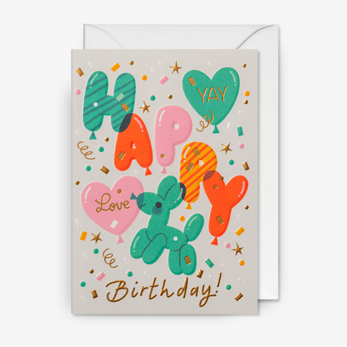Kort - Happy Birthday Balloons and Confetti