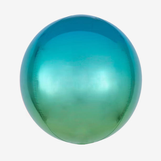 Folieballong - Orbz Ombre Blue & Green