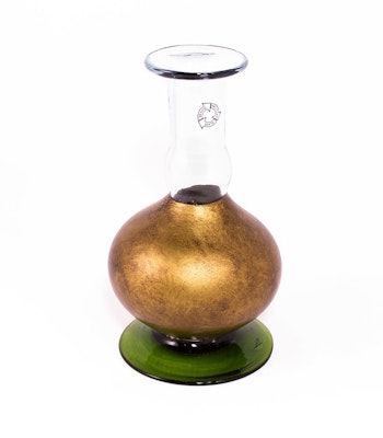 Ljusstake/Vas, Old Gold, munblåst glas
