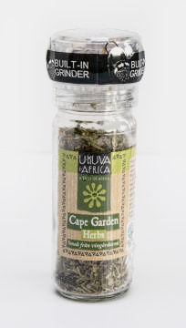 Kryddor Cape Garden Herbs från Sydafrika. En kryddblandning med smak av Sydafrikas vingårdar. Fair Trade.