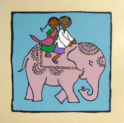 Brevkort med kuvert, Elefant & barn, hampapapper