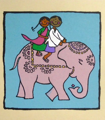Brevkort med kuvert, Elefant & barn, hampapapper